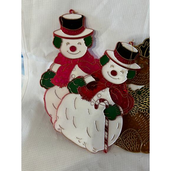 Vintage Christmas Suncatchers Lot (8) Santa Reindeer Plastic Window Hanging 9" - Picture 5 of 7